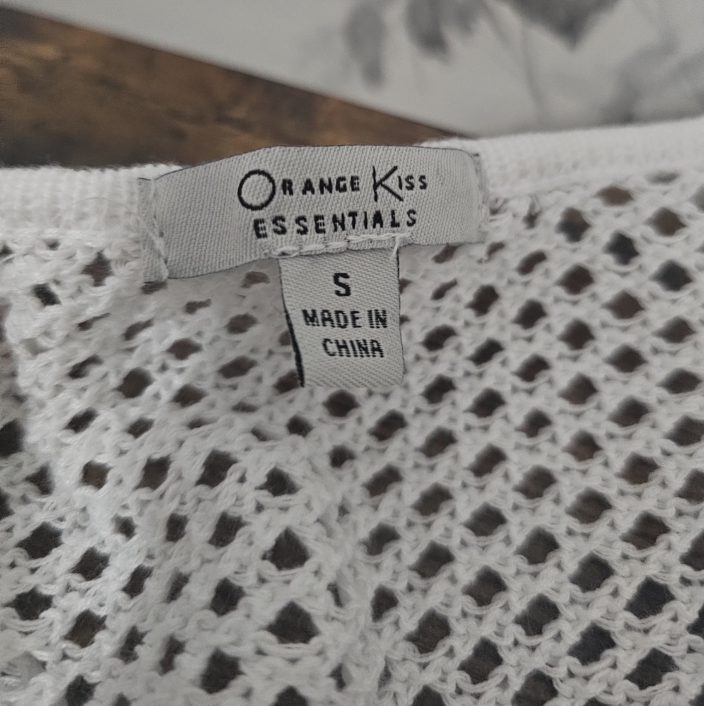 Orange Kiss Essentials White Crochet Top